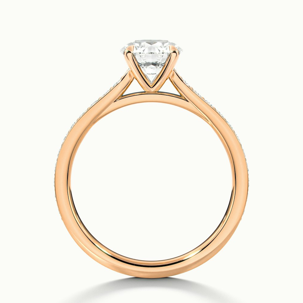Betti 3.5 Carat Round Solitaire Pave Moissanite Diamond Ring in 10k Rose Gold