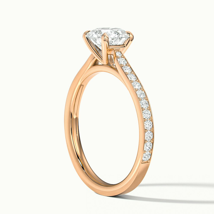 Betti 3 Carat Round Solitaire Pave Moissanite Diamond Ring in 18k Rose Gold