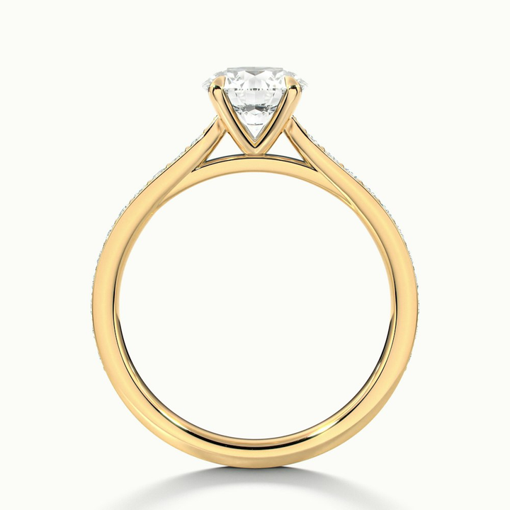Betti 5 Carat Round Solitaire Pave Moissanite Diamond Ring in 14k Yellow Gold