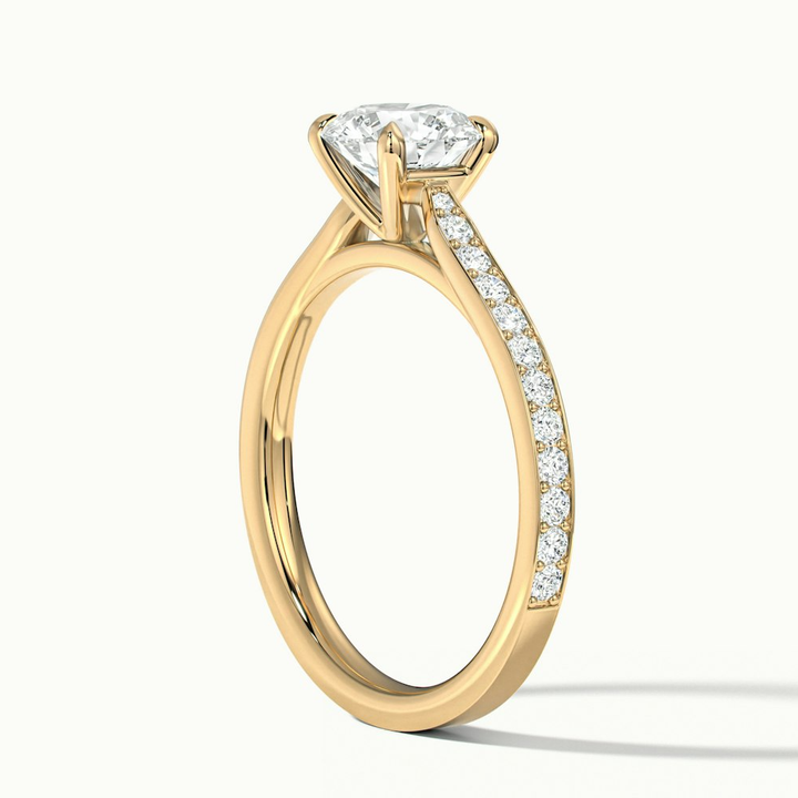 Callie 3 Carat Round Solitaire Pave Lab Grown Engagement Ring in 10k Yellow Gold