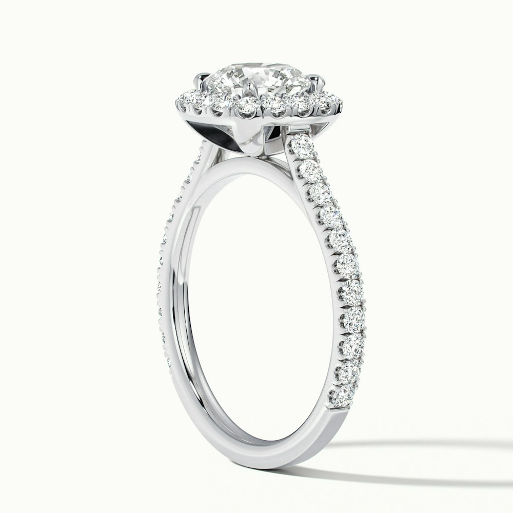 Nia 3 Carat Round Halo Pave Lab Grown Engagement Ring in 10k White Gold