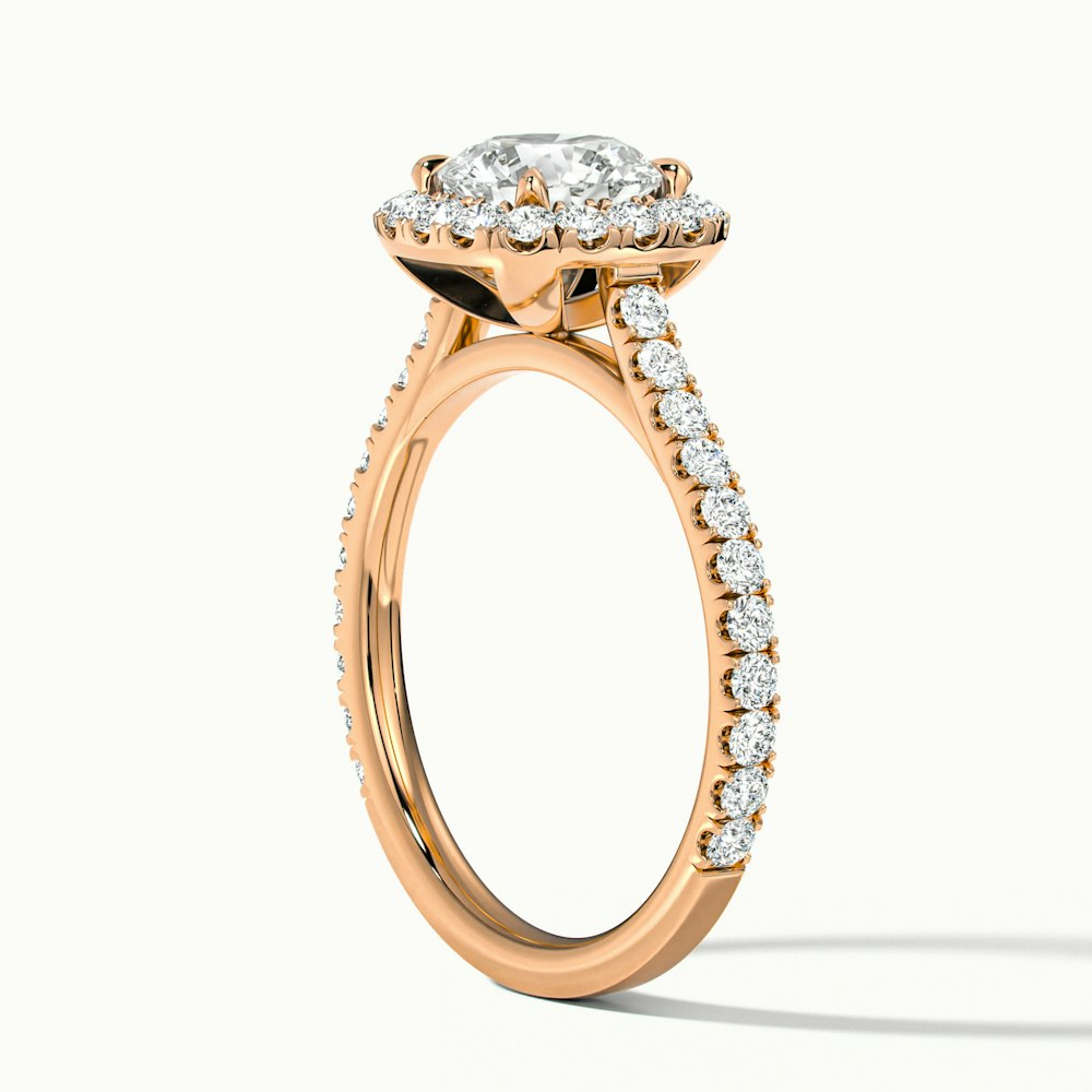 Anika 4 Carat Round Halo Pave Moissanite Diamond Ring in 14k Rose Gold