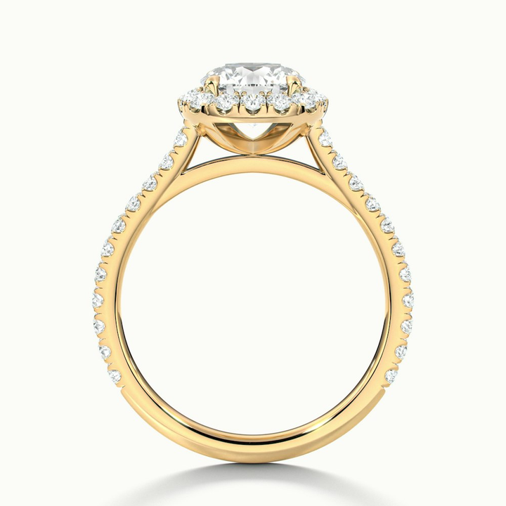 Anika 5 Carat Round Halo Pave Moissanite Diamond Ring in 14k Yellow Gold