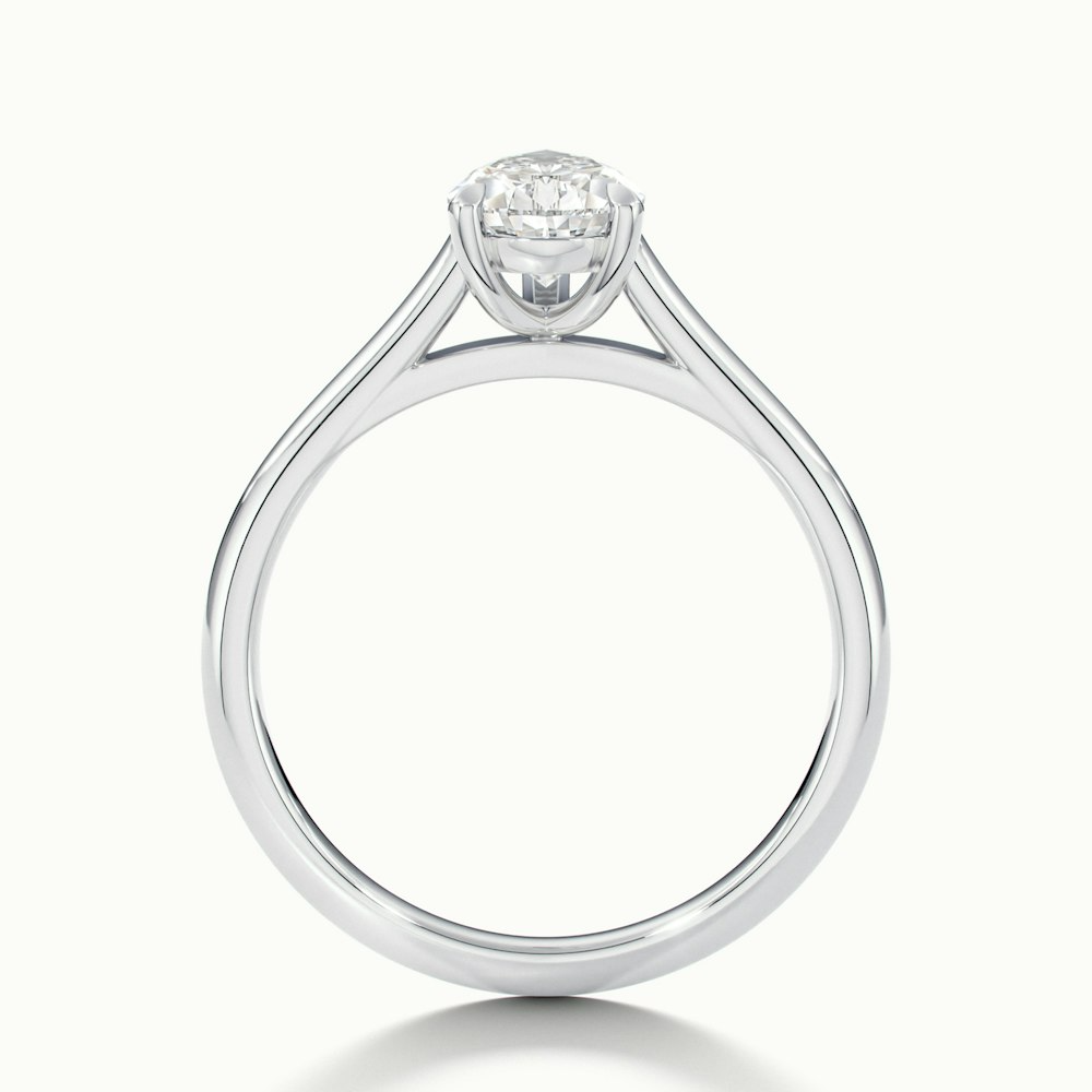 Avi 3 Carat Pear Shaped Solitaire Moissanite Diamond Ring in 14k White Gold