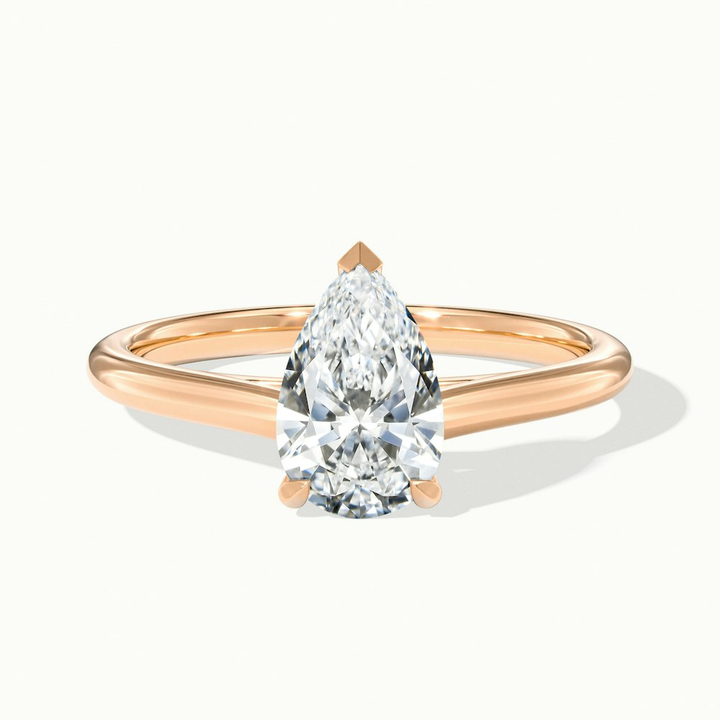 Avi 3.5 Carat Pear Shaped Solitaire Moissanite Diamond Ring in 10k Rose Gold