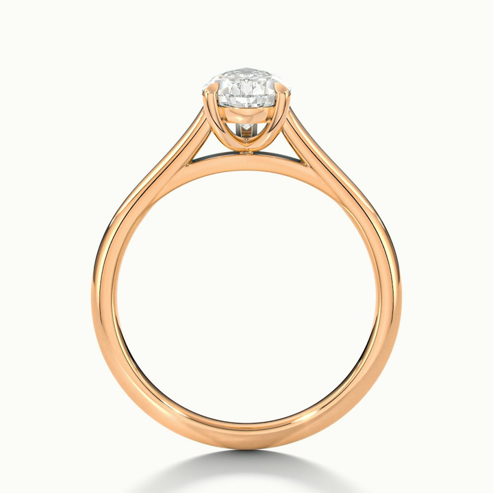 Avi 1 Carat Pear Shaped Solitaire Moissanite Diamond Ring in 10k Rose Gold