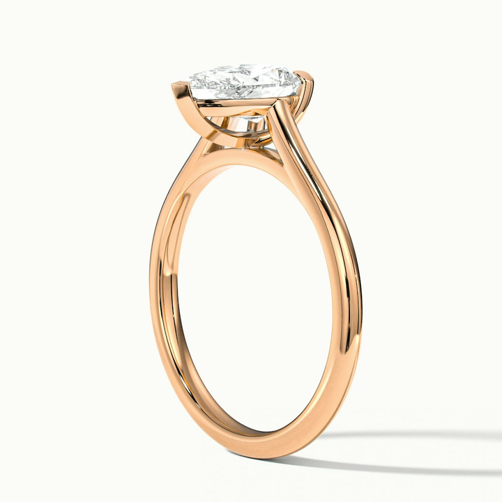 Avi 1 Carat Pear Shaped Solitaire Moissanite Diamond Ring in 10k Rose Gold