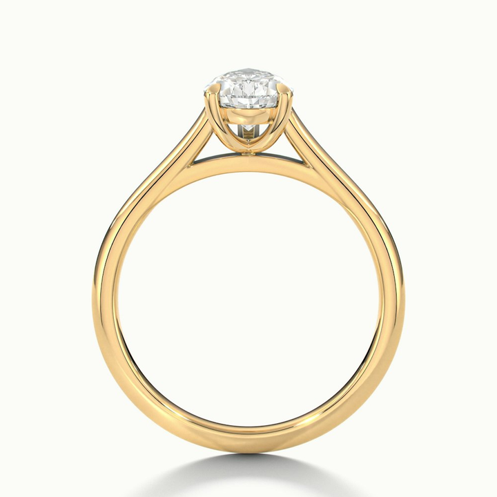 Avi 3 Carat Pear Shaped Solitaire Moissanite Diamond Ring in 10k Yellow Gold