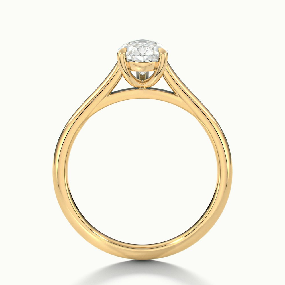 Avi 5 Carat Pear Shaped Solitaire Moissanite Diamond Ring in 14k Yellow Gold