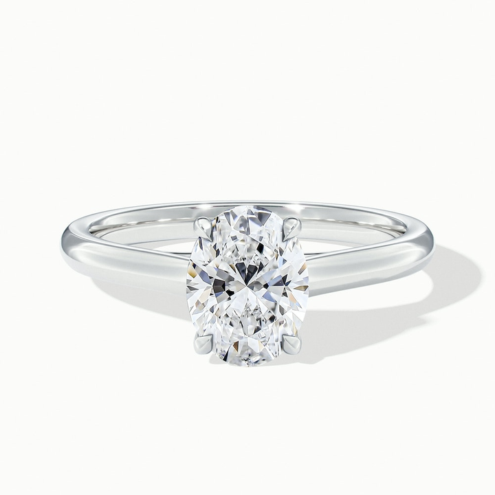 Cindy 4 Carat Oval Solitaire Lab Grown Engagement Ring in 10k White Gold