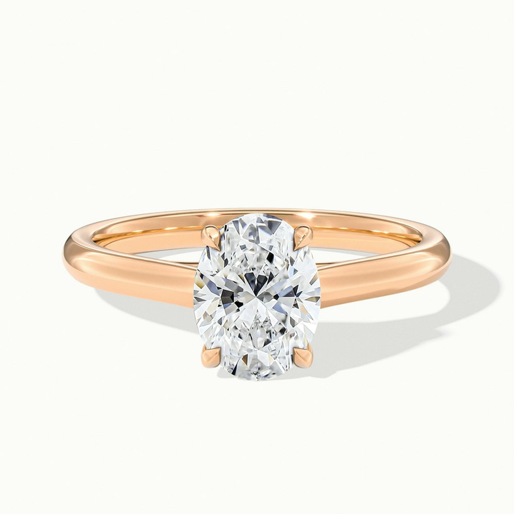 Cindy 1.5 Carat Oval Solitaire Lab Grown Engagement Ring in 10k Rose Gold