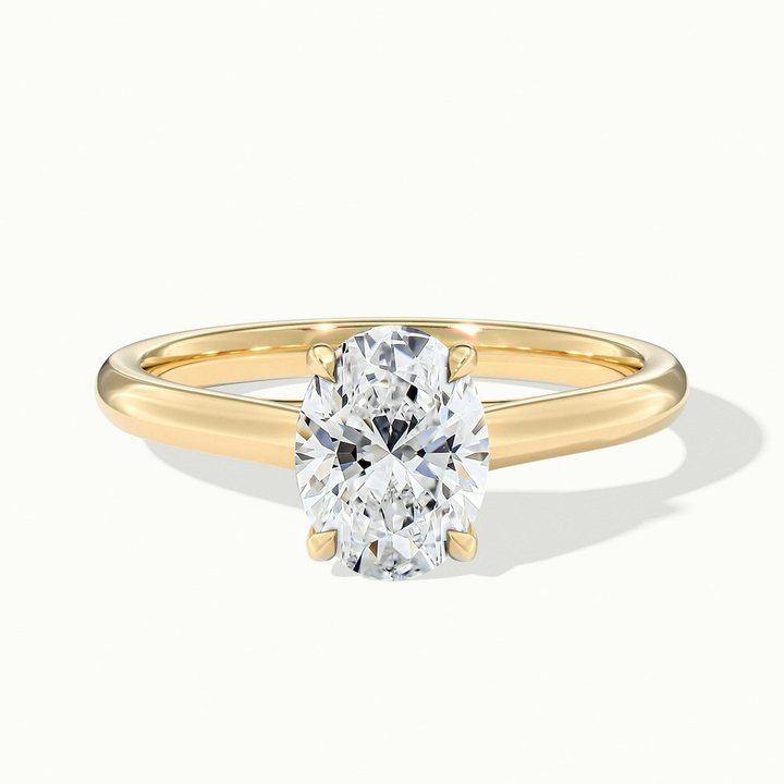 Cindy 3 Carat Oval Solitaire Lab Grown Engagement Ring in 10k Yellow Gold