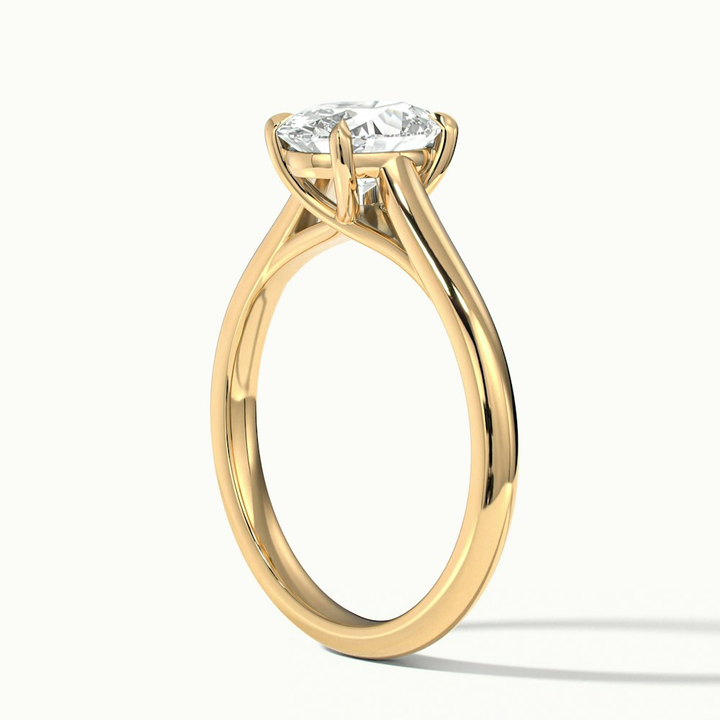 Cindy 3 Carat Oval Solitaire Lab Grown Engagement Ring in 10k Yellow Gold
