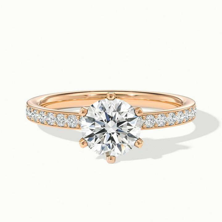 Claudia 1 Carat Round Solitaire Pave Lab Grown Diamond Ring in 10k Rose Gold