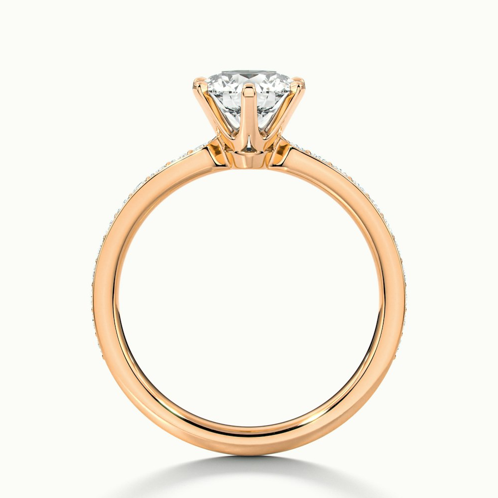Claudia 5 Carat Round Solitaire Pave Lab Grown Diamond Ring in 18k Rose Gold