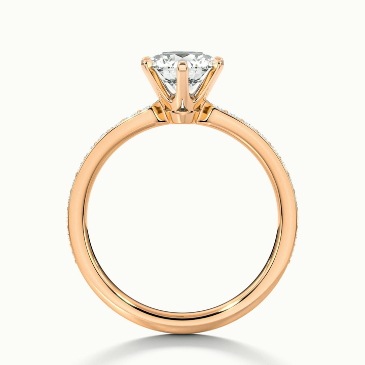 Claudia 2 Carat Round Solitaire Pave Lab Grown Diamond Ring in 14k Rose Gold