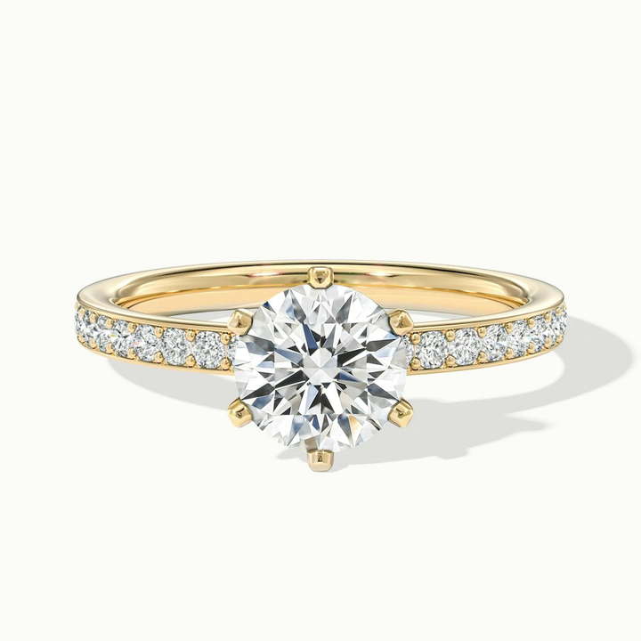 Claudia 5 Carat Round Solitaire Pave Lab Grown Diamond Ring in 14k Yellow Gold