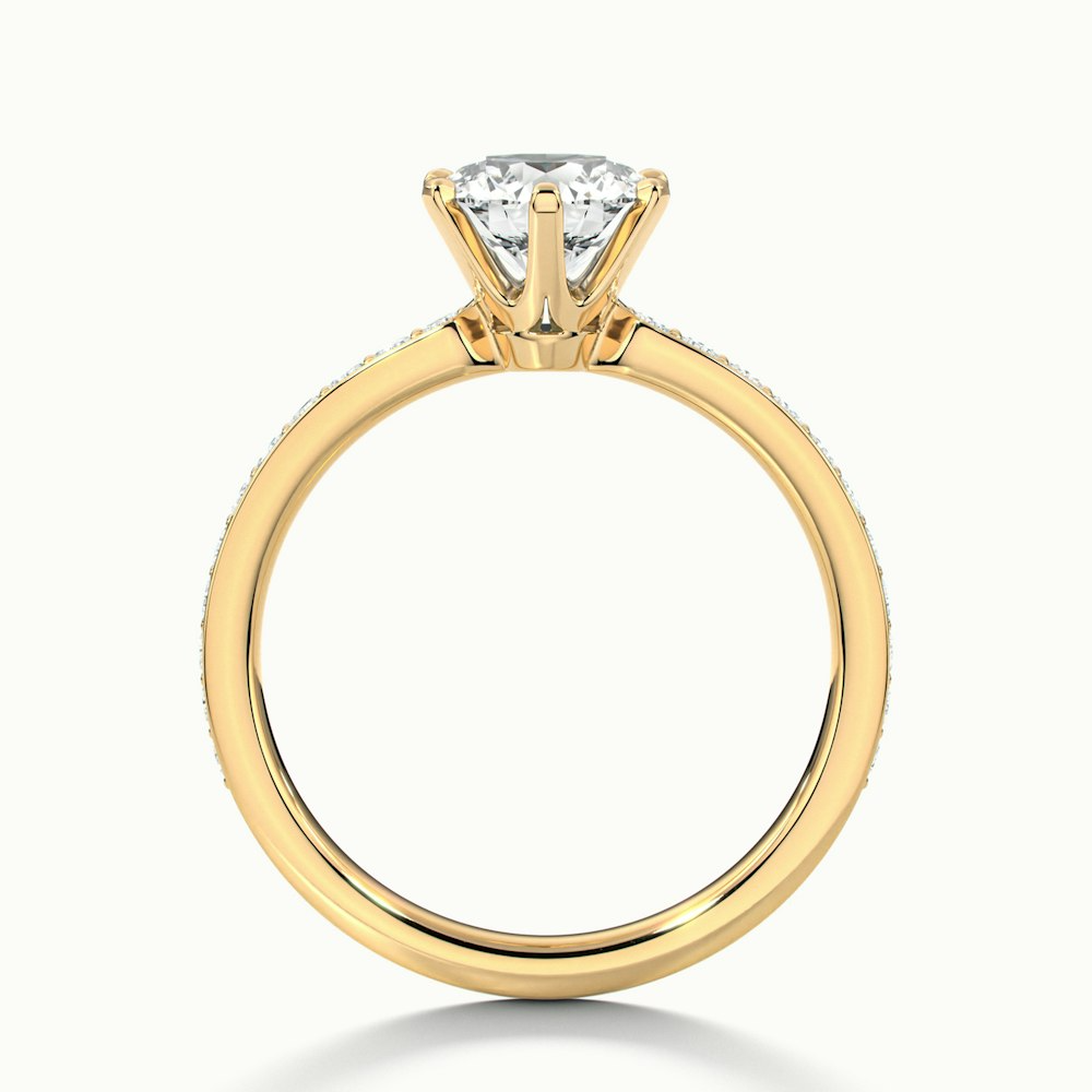 Claudia 1 Carat Round Solitaire Pave Lab Grown Diamond Ring in 10k Yellow Gold