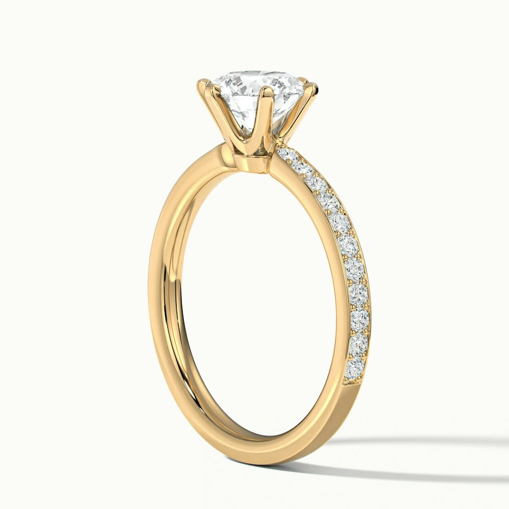 Claudia 1.5 Carat Round Solitaire Pave Lab Grown Diamond Ring in 10k Yellow Gold