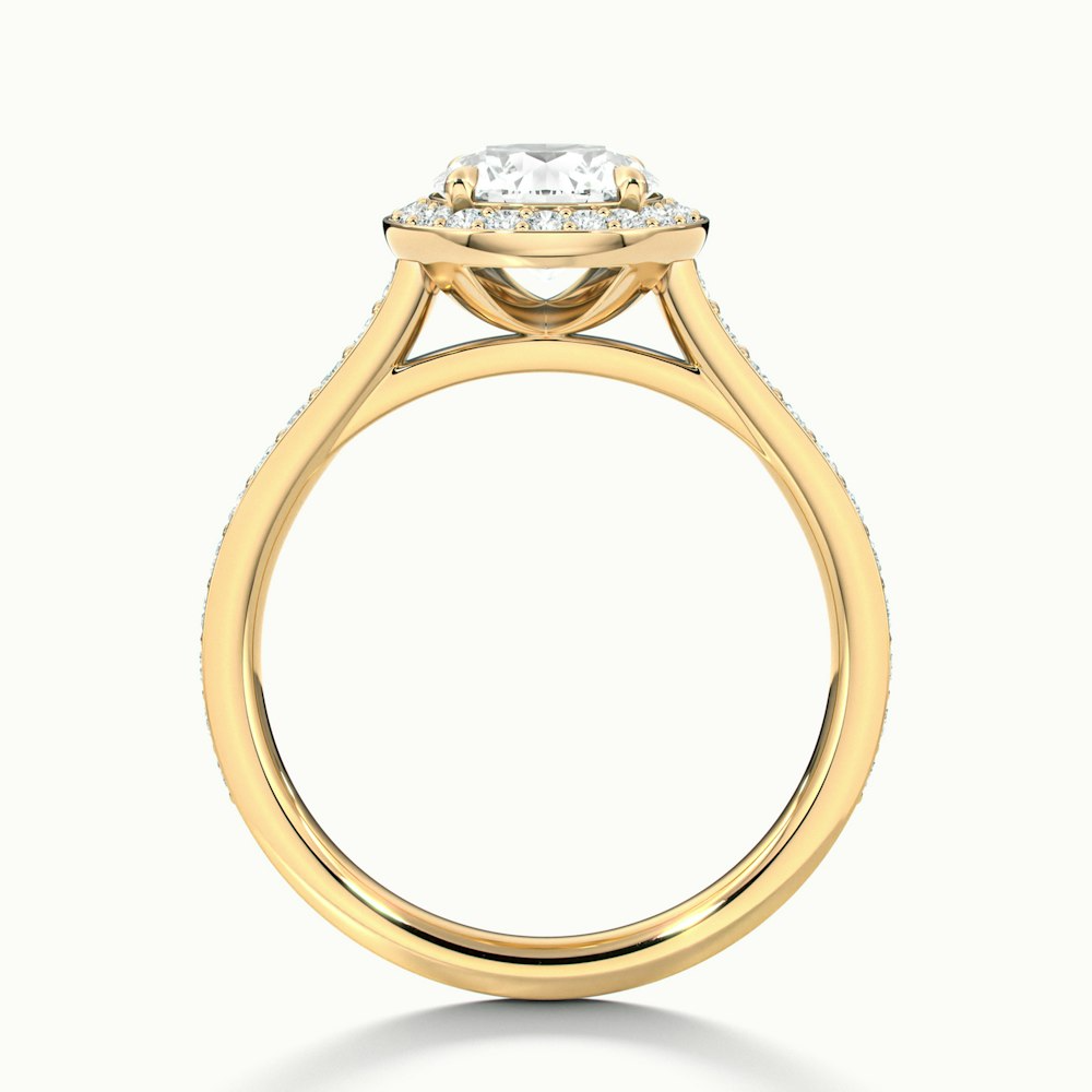 Dallas 1.5 Carat Round Halo Pave Lab Grown Diamond Ring in 10k Yellow Gold