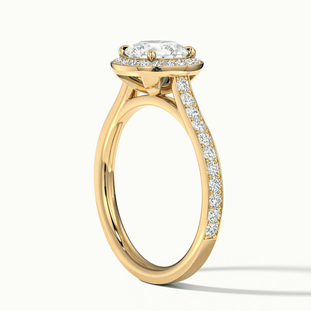 Dallas 1.5 Carat Round Halo Pave Lab Grown Diamond Ring in 10k Yellow Gold