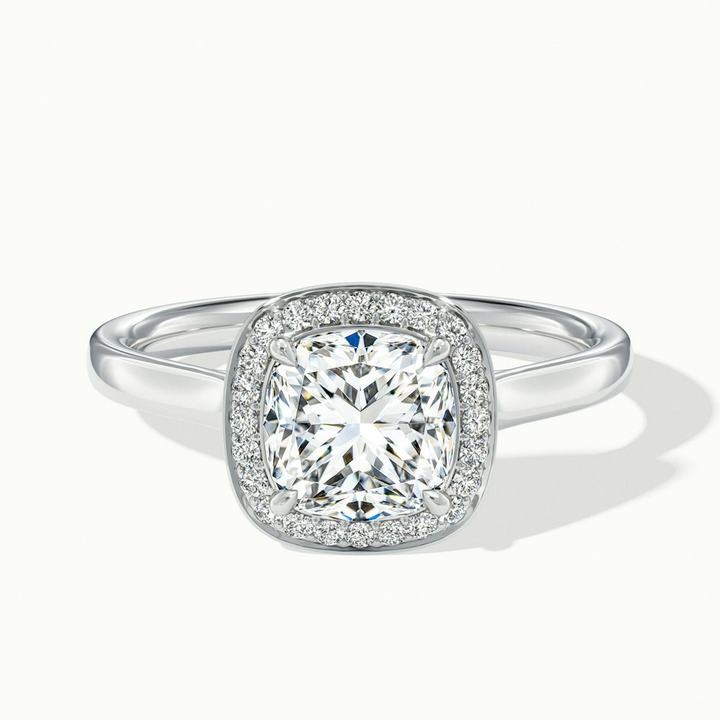Dina 2 Carat Cushion Cut Halo Lab Grown Diamond Ring in Platinum