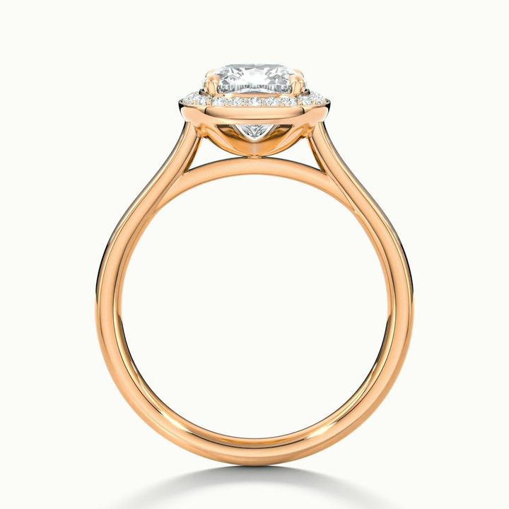 Jeri 1 Carat Cushion Cut Halo Moissanite Engagement Ring in 10k Rose Gold