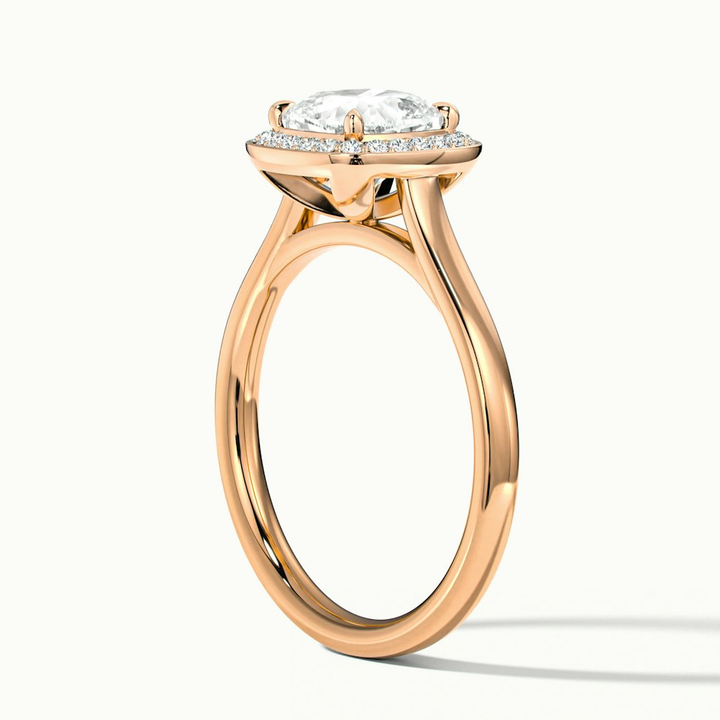 Jeri 1 Carat Cushion Cut Halo Moissanite Engagement Ring in 10k Rose Gold