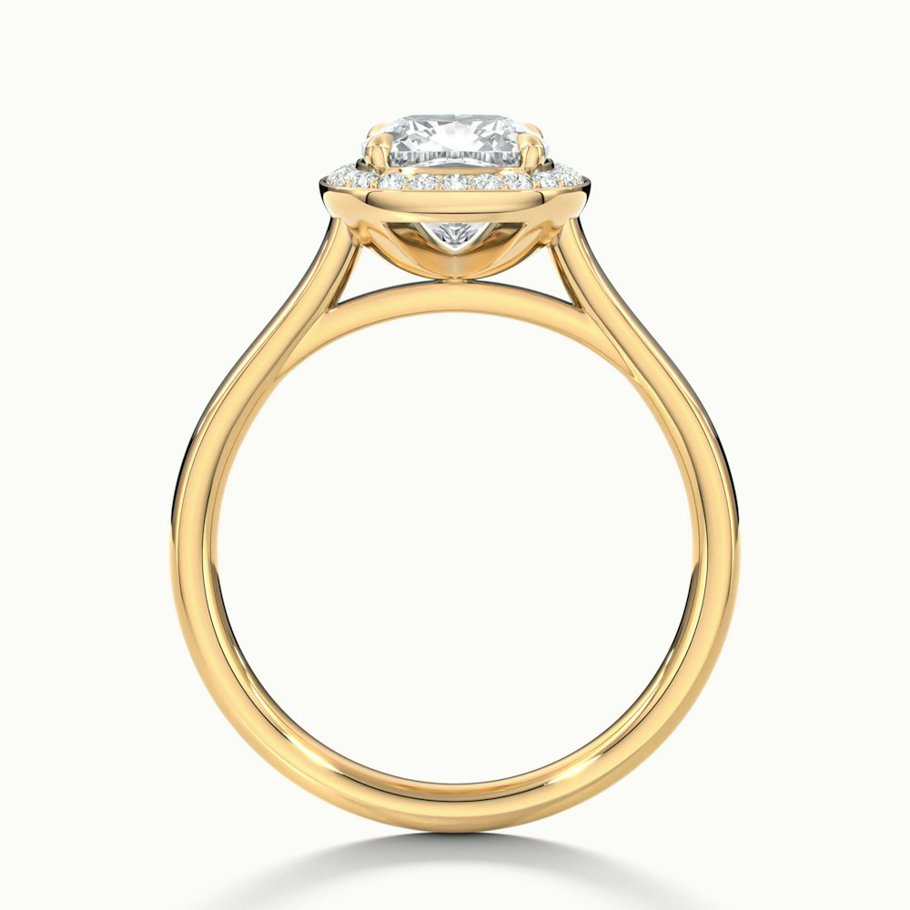 Dina 1.5 Carat Cushion Cut Halo Lab Grown Diamond Ring in 10k Yellow Gold