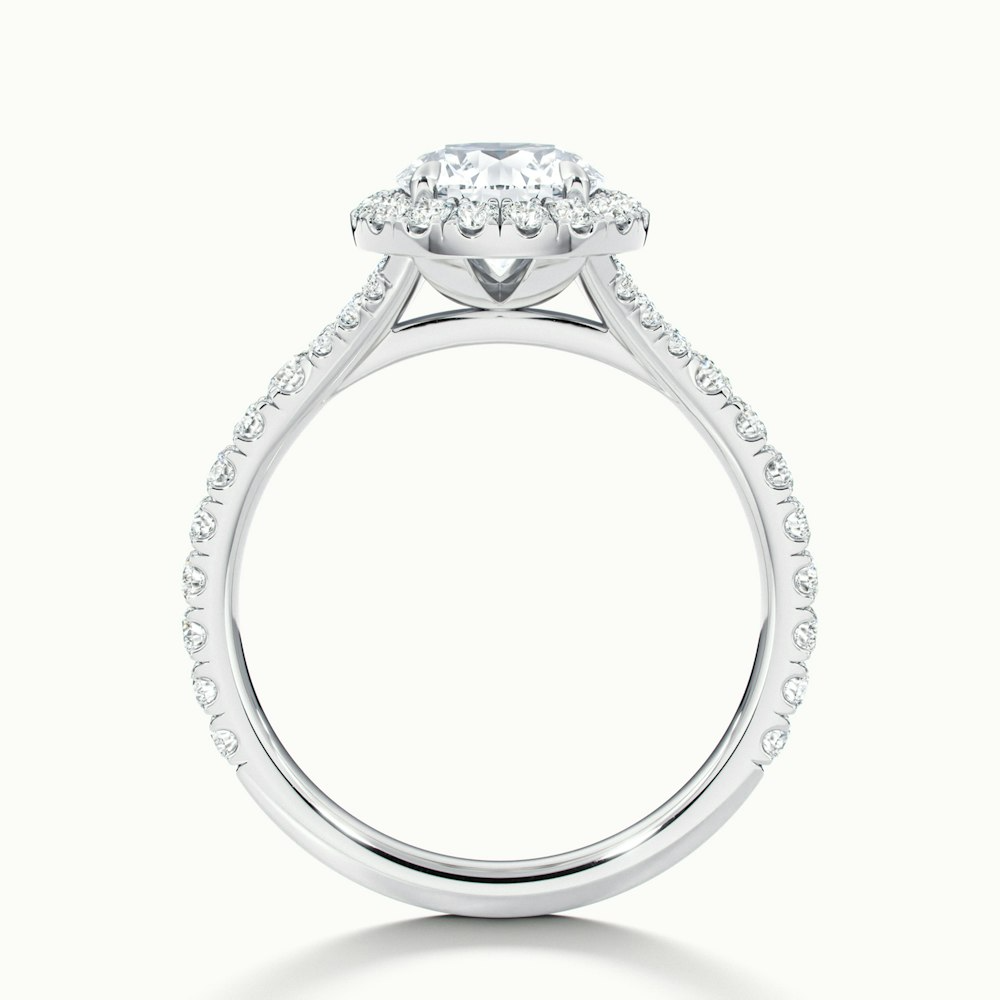 Emily 3 Carat Round Halo Scallop Lab Grown Diamond Ring in 10k White Gold