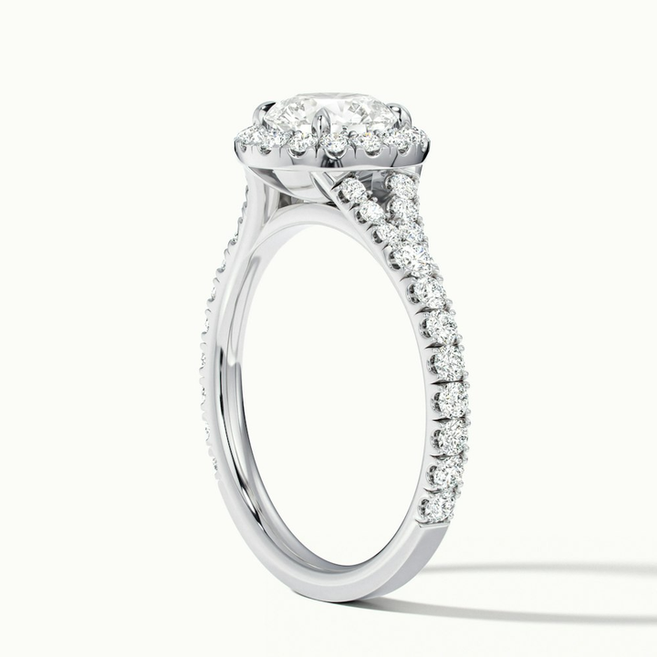 Emily 1.5 Carat Round Halo Scallop Lab Grown Diamond Ring in 10k White Gold