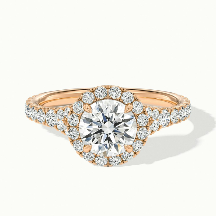 Erin 1 Carat Round Halo Scallop Moissanite Engagement Ring in 10k Rose Gold