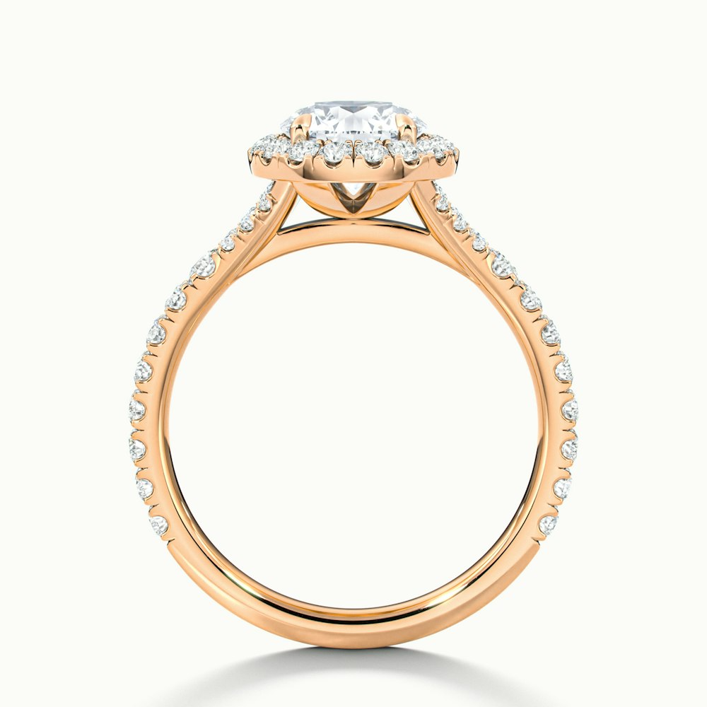 Emily 1 Carat Round Halo Scallop Lab Grown Diamond Ring in 10k Rose Gold
