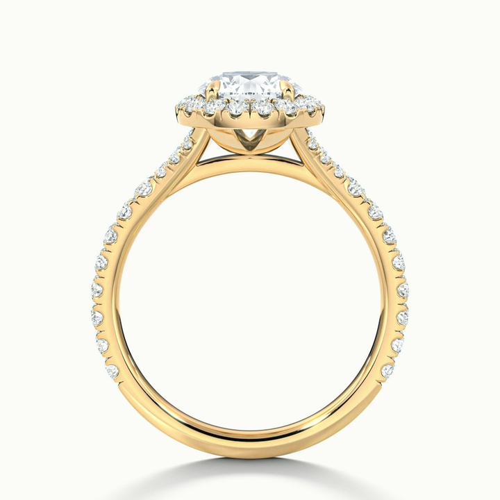 Emily 1.5 Carat Round Halo Scallop Lab Grown Diamond Ring in 10k Yellow Gold