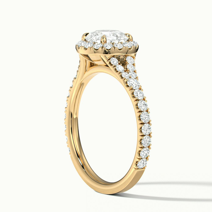Emily 1.5 Carat Round Halo Scallop Lab Grown Diamond Ring in 10k Yellow Gold