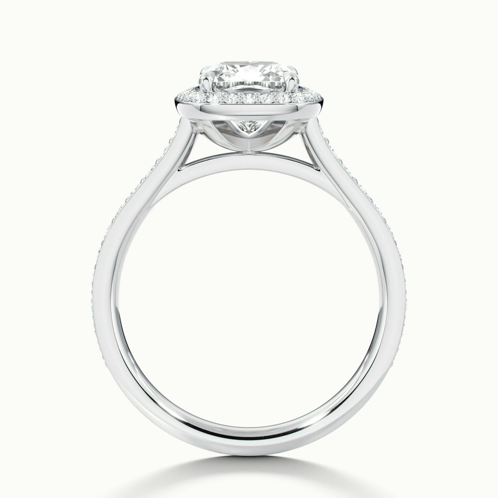 Fiona 1 Carat Cushion Cut Halo Pave Lab Grown Diamond Ring in 10k White Gold