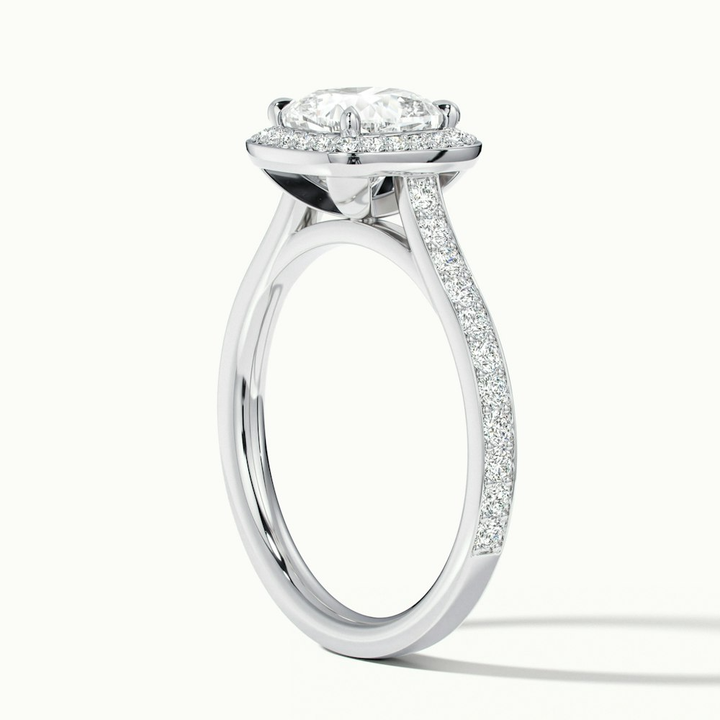 Fiona 1 Carat Cushion Cut Halo Pave Lab Grown Diamond Ring in 14k White Gold