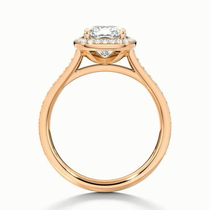 Kelly 3 Carat Cushion Cut Halo Pave Moissanite Engagement Ring in 18k Rose Gold