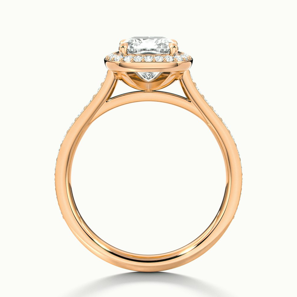 Fiona 2 Carat Cushion Cut Halo Pave Lab Grown Diamond Ring in 10k Rose Gold