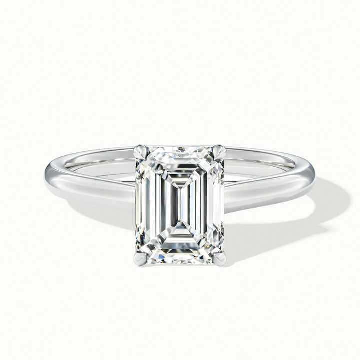 Ira 2 Carat Emerald Cut Solitaire Moissanite Engagement Ring in 10k White Gold