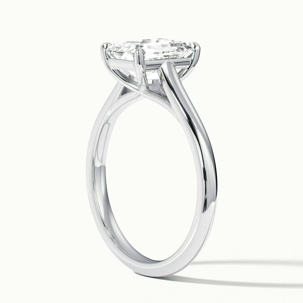 Ira 1 Carat Emerald Cut Solitaire Moissanite Engagement Ring in 10k White Gold