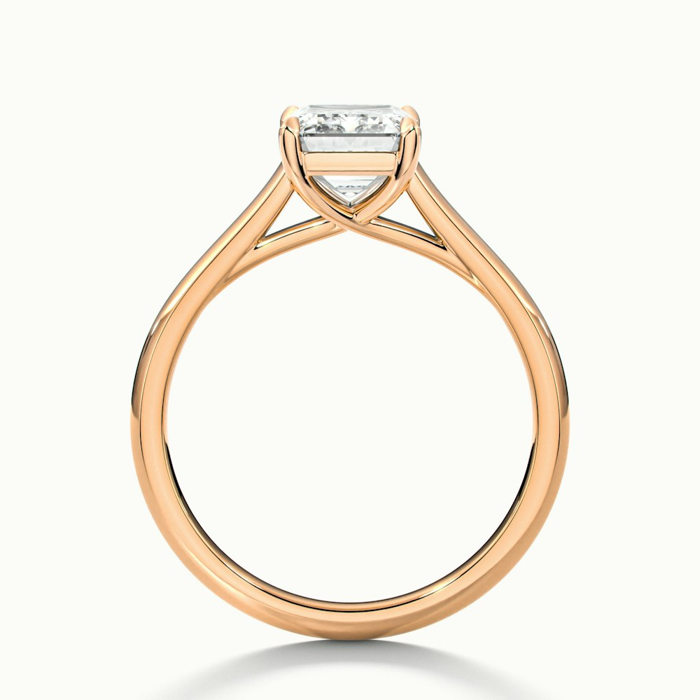 Hana 2 Carat Emerald Cut Solitaire Lab Grown Diamond Ring in 10k Rose Gold