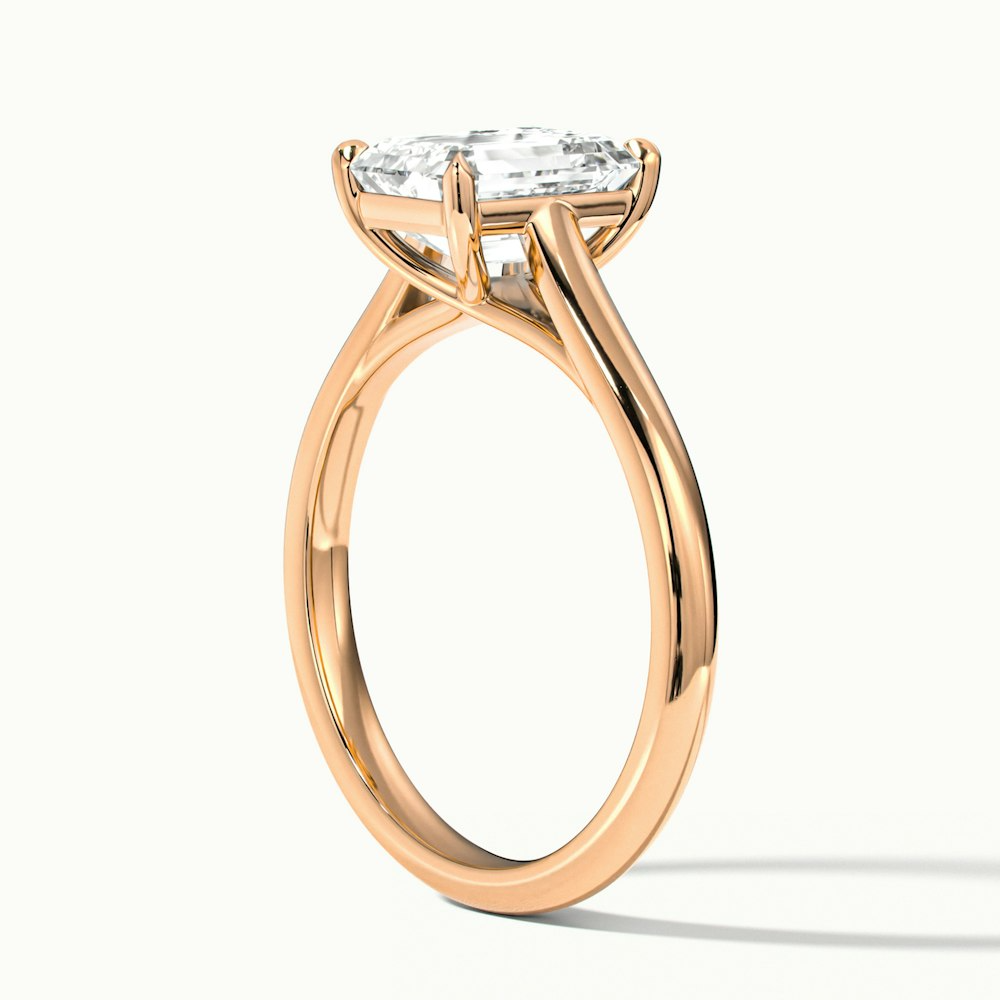 Hana 5 Carat Emerald Cut Solitaire Lab Grown Diamond Ring in 10k Rose Gold