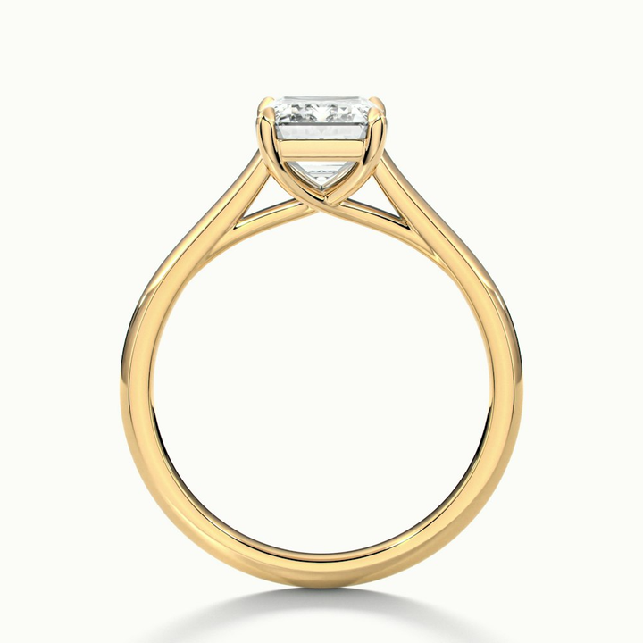 Hana 5 Carat Emerald Cut Solitaire Lab Grown Diamond Ring in 14k Yellow Gold