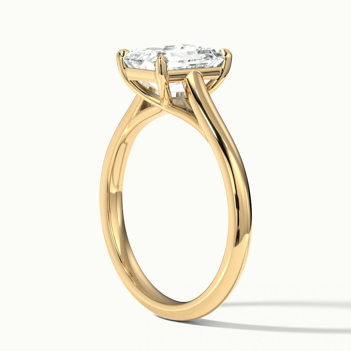 Hana 5 Carat Emerald Cut Solitaire Lab Grown Diamond Ring in 14k Yellow Gold