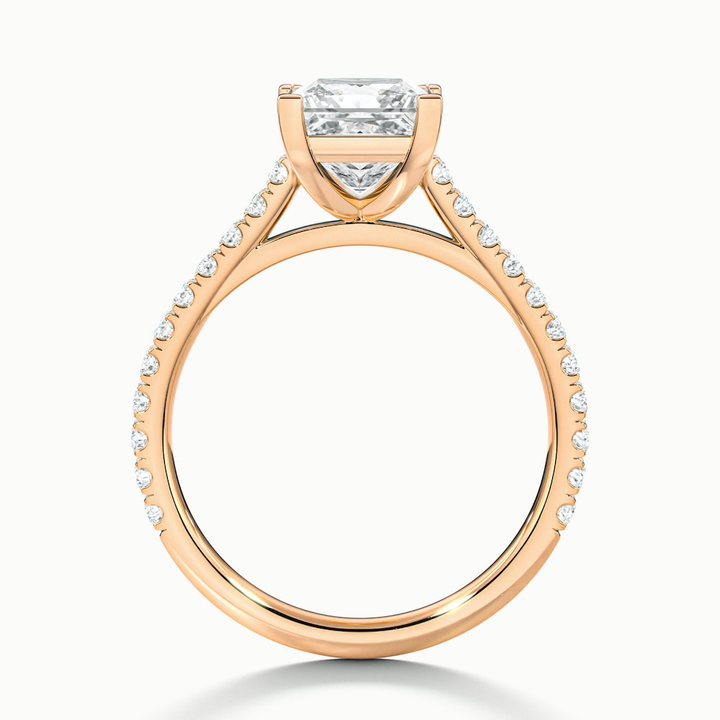 Iva 2 Carat Princess Cut Solitaire Scallop Lab Grown Diamond Ring in 14k Rose Gold