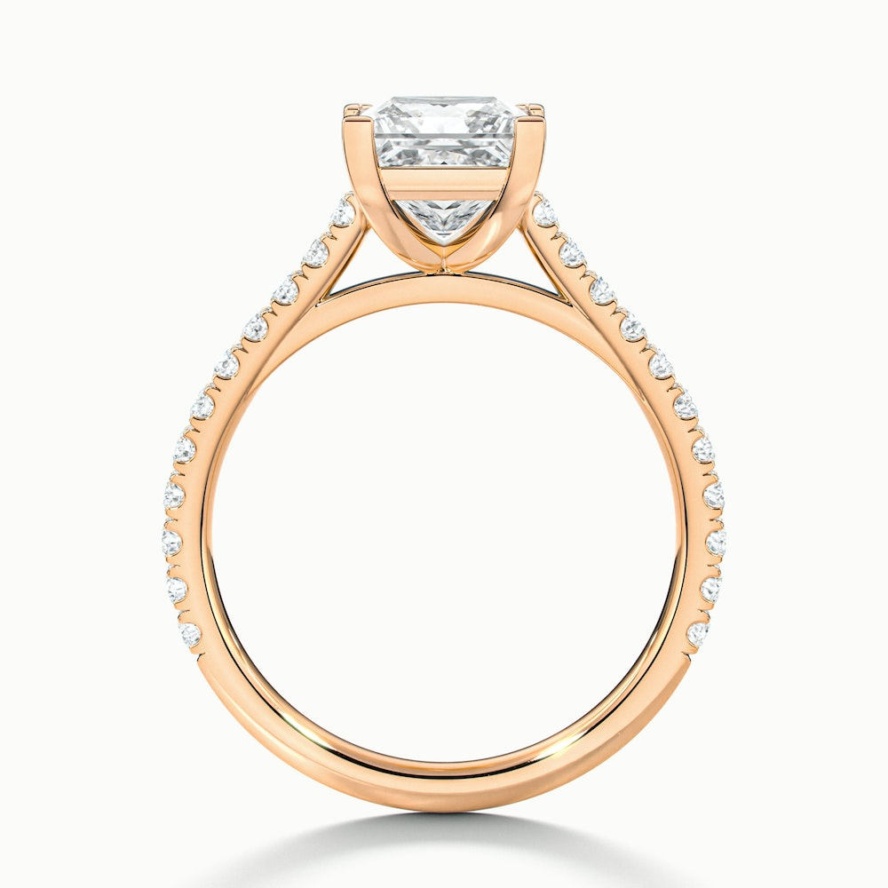 Iva 5 Carat Princess Cut Solitaire Scallop Lab Grown Diamond Ring in 18k Rose Gold