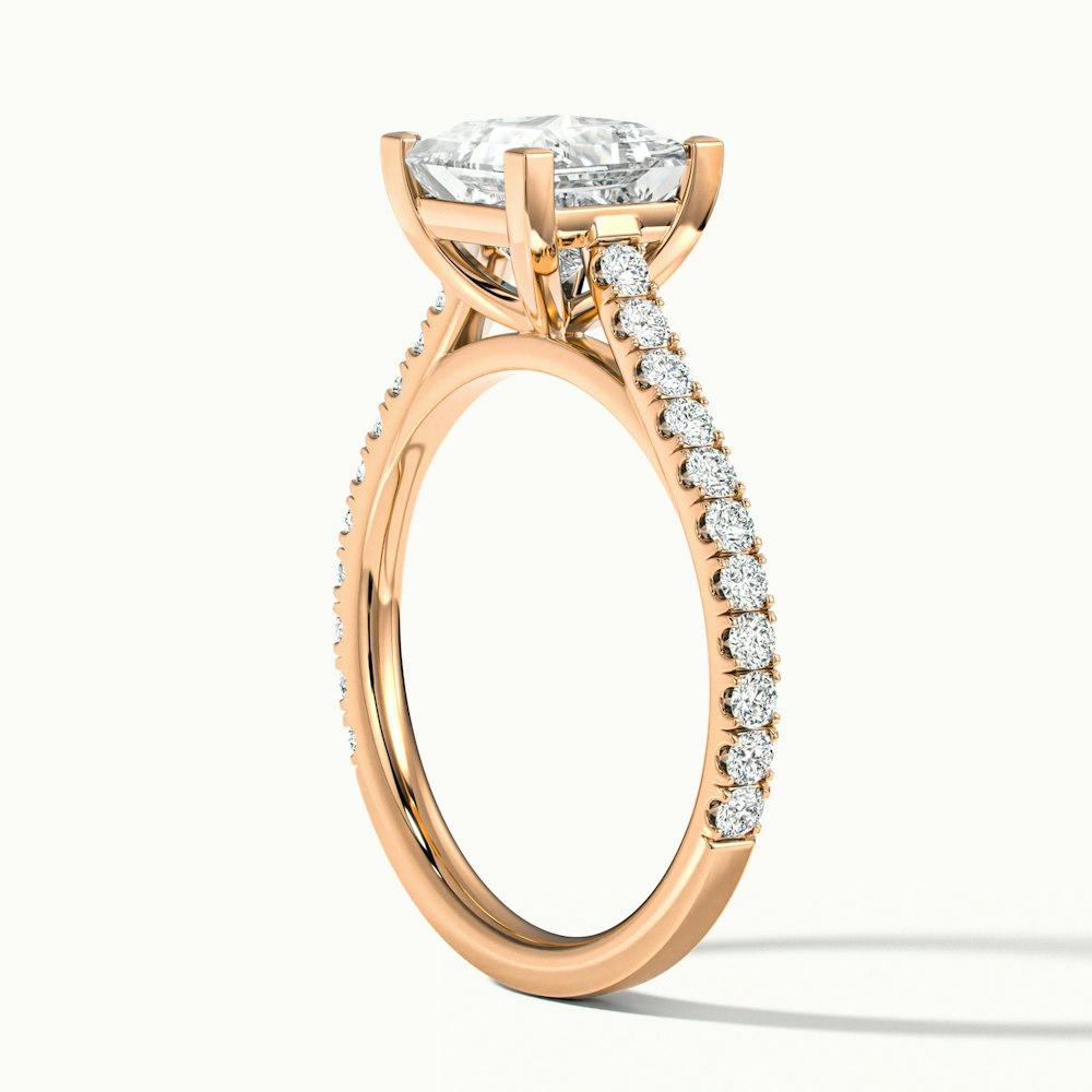 Iva 2 Carat Princess Cut Solitaire Scallop Lab Grown Diamond Ring in 14k Rose Gold