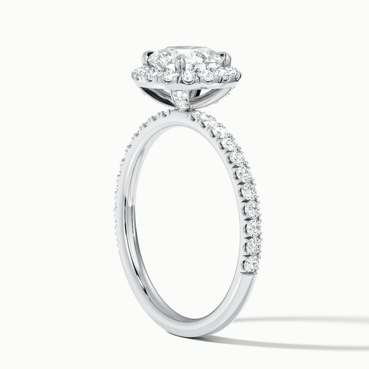 Hailey 1 Carat Round Cut Halo Moissanite Engagement Ring in 10k White Gold