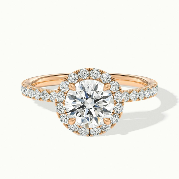 Hailey 1 Carat Round Cut Halo Moissanite Engagement Ring in 10k Rose Gold